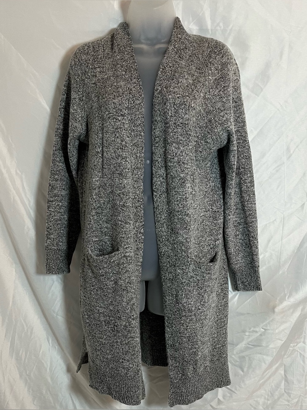 Anthropologie Sunday in Brooklyn Gray Marled Open Front Knit Cardigan Sweater L